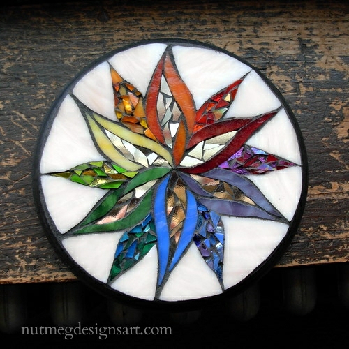 Rainbow Starflower Mosaic Mandala by Nutmeg Designs