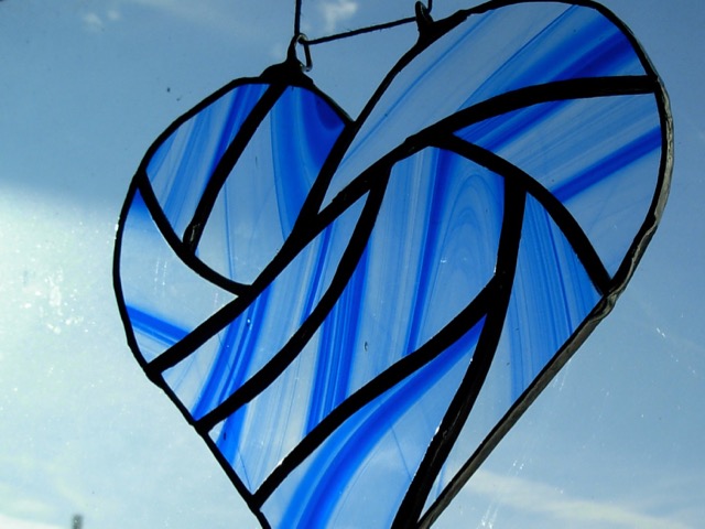 Blue Stained Glass Heart by Wayne Stratz