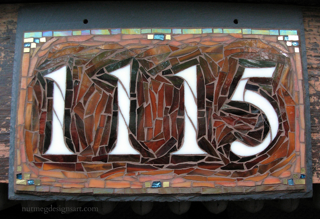 Mosaic House Number for a Lake House