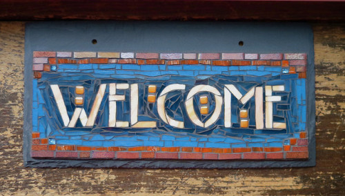 Welcome Sign in Chelsea Studio Font by Nutmeg Designs
