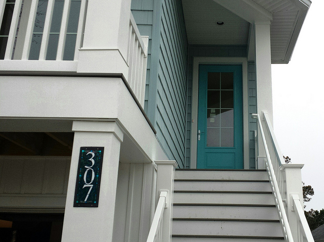 Blue Green House Number for a Beach House by Nutmeg Designs