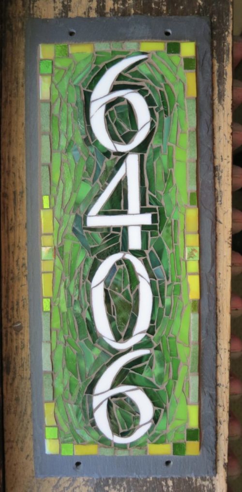 Vertical 4 Digit Mosaic House Number on Slate Vertical 4 Digit Mosaic House Number on Slate