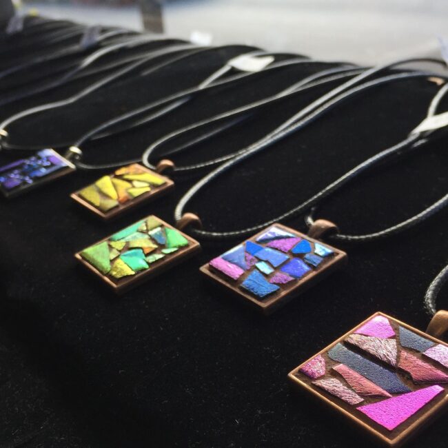 Mosaic Pendants by Margaret Almon now at Small Batch Kitchen Cafe and Market in Lansdale, PA