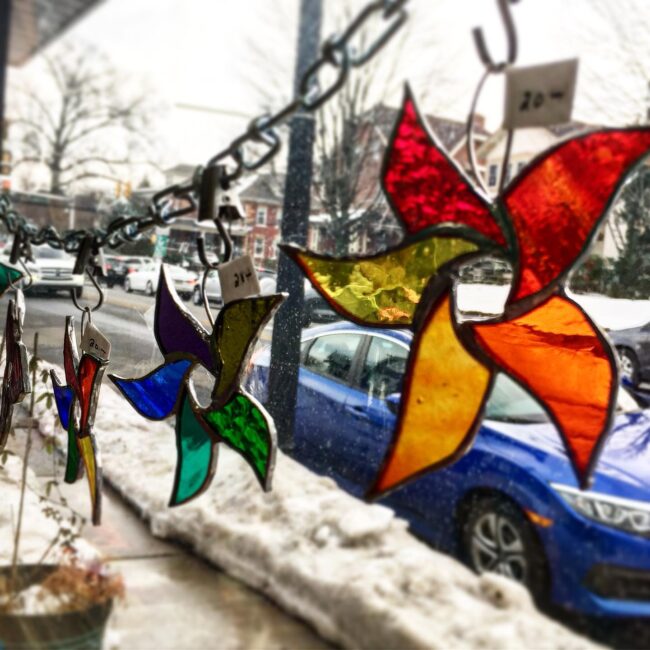 Wayne Stratz Suncatchers at Small Batch Kitchen Cafe & Market in Lansdale, PA