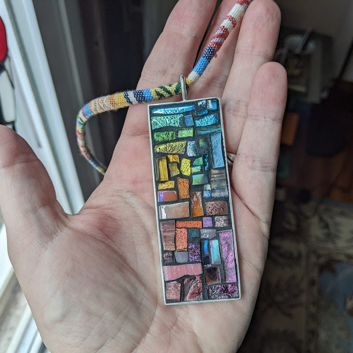 Rainbow in a Minor Key Mosaic Pendant by Margaret Almon