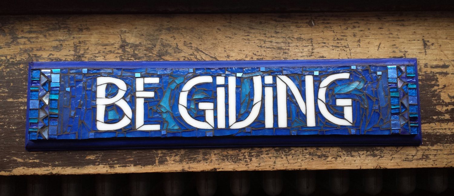 Mosaic Sign Be Giving in White and Blue By Nutmeg Designs