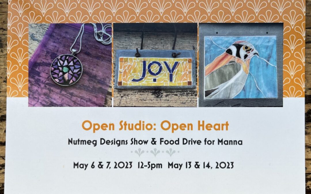 2023 Nutmeg Designs Open Studio and Food Drive May 6, 7 and May 13, 14