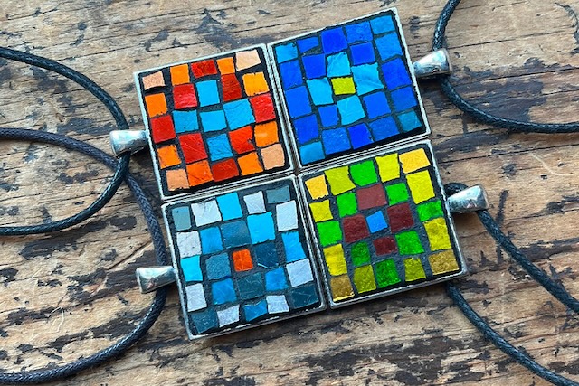 Sunshine and Shadow Mosaic Pendants by Margaret Almon