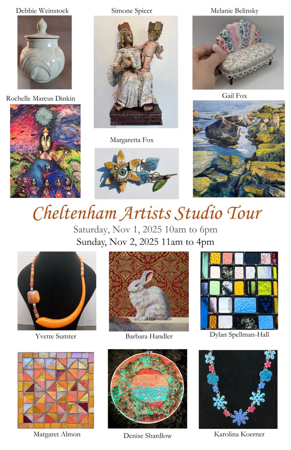 Cheltenham Artists Studio Tour November 1 and 2nd, Elkins Park PA